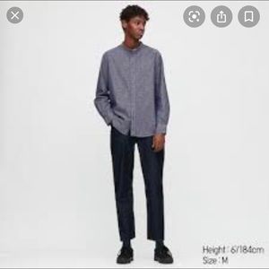 Uniqlo Chambray Stand Collar Long-sleeve Shirt